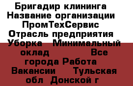 Бригадир клининга › Название организации ­ ПромТехСервис › Отрасль предприятия ­ Уборка › Минимальный оклад ­ 30 000 - Все города Работа » Вакансии   . Тульская обл.,Донской г.